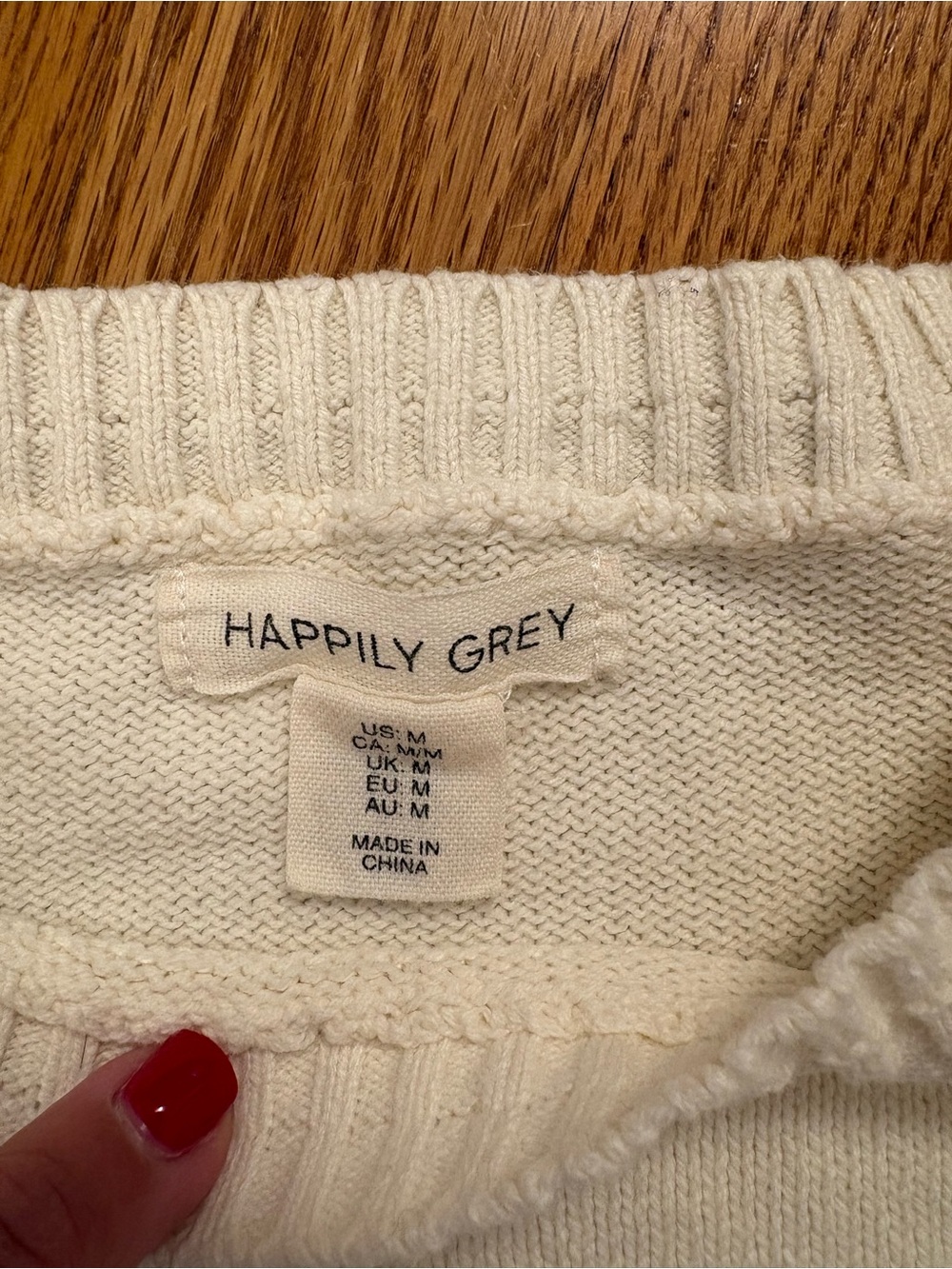Happily Grey Lobster Embroidered Cream Knit Sweater Medium Coastal Preppy - Picture 4 of 7